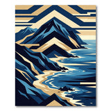 Geometric Blue Teal Coastal Cliffs Rug