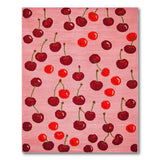 Fruit Pattern Whimsical Cherry Print Pink Area Rug