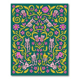 Whimsical Skeleton Cats Floral Area Rug