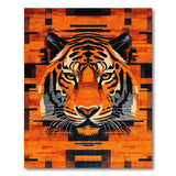 Vibrant Orange Tiger Face Geometric Area Rug