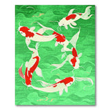 Emerald Green Koi Fish Area Rug