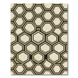 Gold and Silver Black Gold Hexagon Geometric Area Rug