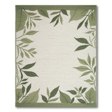 Green Green Leaf Border Area Rug