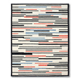 Geometric Modern Stripe Area Rug in Black Blue Red
