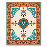 Multi-color and Patterns Teal Orange Medallion Persian Area Rug