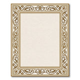 Ornate Gold Floral Frame Beige Area Rug