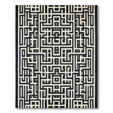 Black and White Maze Labyrinth Black White Geometric Area Rug