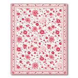 Delicate Pink Floral Area Rug with Red Border