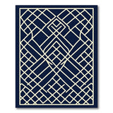 Navy Blue Geometric Trellis Blue and Teal Area Rug