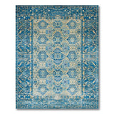 Blue Teal Geometric Heritage Tribal Rug