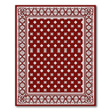 Red Traditional Persian Area Rug with White Geometric Patterns