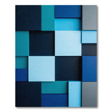 Layered Blue Teal Geometric Block Rug