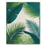 Lush Green Palm Leaf Coastal Area Rug