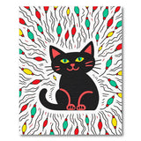 Grinning Black Cat Color Burst Area Rug