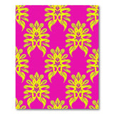 Hot Pink Neon Yellow Floral Leaf Rug
