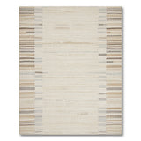 Beige Geometric Striped Woven Area Rug