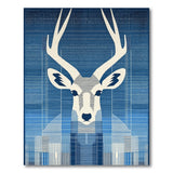 Geometric Blue Deer Head Area Rug