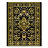 Black and Gold Geometric Heritage Tribal Rug