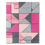 Vibrant Pink Grey Geometric Area Rug