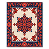 Navy Crimson Mandala Traditional Persian Rug