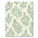 Green Leaf Outline Beige Area Rug
