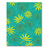 Teal Yellow Palm Leaf Coastal Area Rug