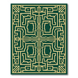 Emerald Green Gold Labyrinth Geometric Area Rug