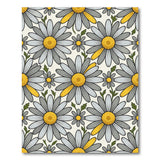 Grey Daisy Yellow Center Floral Area Rug