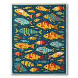 Playful Cartoon Fish School Area Rug