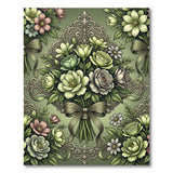 Baroque Green Anemone Bouquet Area Rug