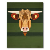 Green Highland Cow Head Green Area Rug