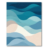 Coastal Beach Blue Teal Wave Coastal Area Rug