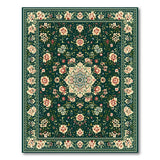 Emerald Green Persian Floral Medallion Rug