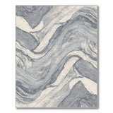 Blue Marble Swirl Abstract Area Rug
