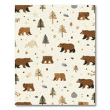 Whimsical Brown Bear Woodland Pattern Area Rug