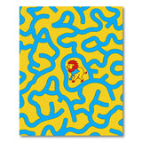 Cartoon Lion Maze Yellow Area Rug