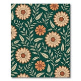 Emerald Green Peach Floral Area Rug