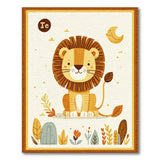 Adorable Cartoon Lion Area Rug with Moon Plants