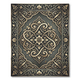 Ornate Gold Silver Persian Area Rug