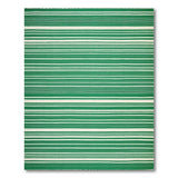 Crisp Green White Striped Coastal Rug