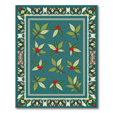 Teal Holly Leaf Red Berry Area Rug