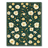 Green Emerald Green Gold Floral Vintage Area Rug