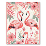 Pink Pink Flamingo Tropical Paradise Area Rug