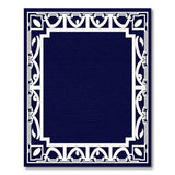 Navy Intricate White Border Area Rug