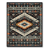 Black Southwestern Geometric Tribal Rug
