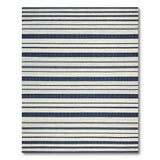 Blue and Teal Coastal Beach Navy and White Striped Coastal Area Rug