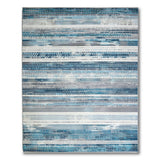 Blue Striped Geometric Modern Area Rug