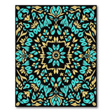 Intricate Teal Gold Floral Area Rug