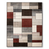 Geometric Block Area Rug in Neutral Rust Tones