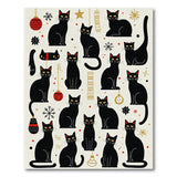 Festive Black Cat Christmas Pattern Rug